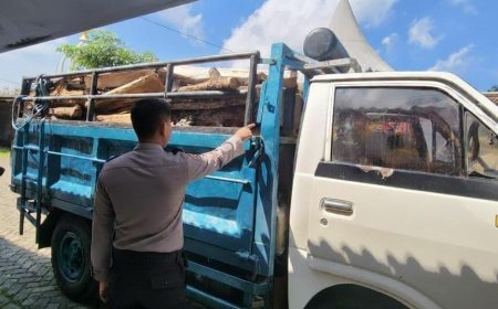 Polres Malang Sita Truk Muatan Kayu dari Kasus Illegal Logging